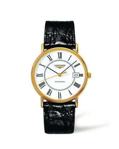 Longines Presence 38.5 Automatic PVD Gold / White - Roman / Strap