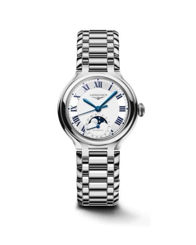 Longines PrimaLuna 34 Automatic Moonphase Stainless Steel / Silver - Roman / Bracelet