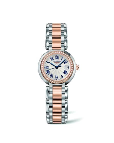 Longines PrimaLuna Quartz 26.5 Stainless Steel / Pink Gold / Diamond / Silver - Roman / Bracelet
