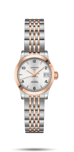 Longines Record 26mm Stainless Steel / Pink Gold / Silver-Arabic / Bracelet