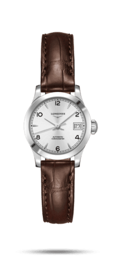 Longines Record 26mm Stainless Steel / Silver-Arabic / Alligator