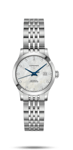 Longines Record 30mm Stainless Steel / MOP-Diamond / Bracelet