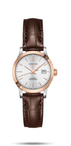 Longines Record 30mm Stainless Steel / Pink Gold / Silver / Alligator