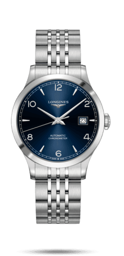 Longines Record 38.5mm Stainless Steel / Blue-Arabic / Bracelet