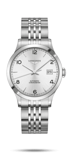 Longines Record 38.5mm Stainless Steel / Silver-Arabic / Bracelet