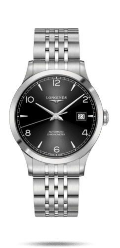 Longines Record 40mm Stainless Steel / Black-Arabic / Bracelet