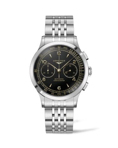 Longines Record Heritage Chronograph Stainless Steel / Black / Bracelet