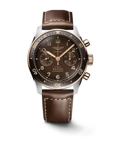 Longines Spirit Flyback 42 Stainless Steel - Pink Gold / Brown