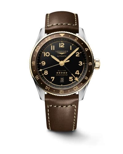 Longines Spirit Zulu Time 42 Stainless Steel - Yellow Gold / Anthracite / Strap