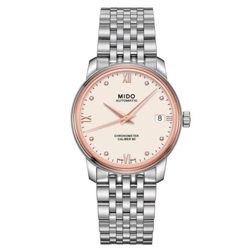 Mido Baroncelli Chronometer Lady Stainless Steel / Rose Gold / Ivory / Bracelet