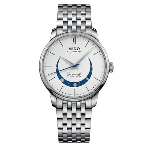 Mido Baroncelli Heritage Smiling Moon 39 Stainless Steel / White