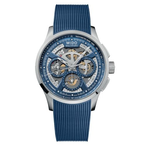 Mido Multifort Chronograph Skeleton Stasinless Steel / Blue / Rubber