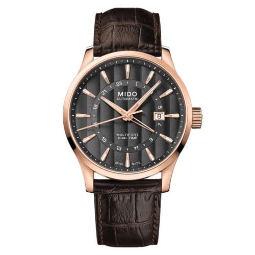 Mido Multifort Dual Time Rose Gold / Grey