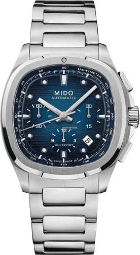 Mido Multifort TV Chronograph Stainless Steel / Blue / Bracelet
