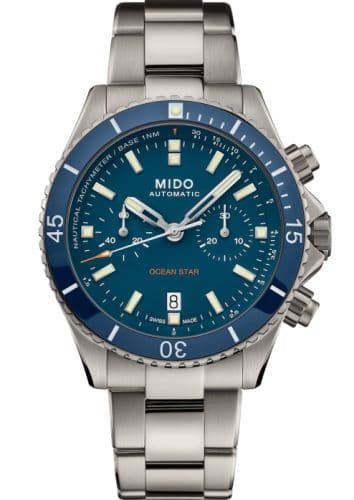 Mido Ocean Star Chronograph Stainless Steel / Blue
