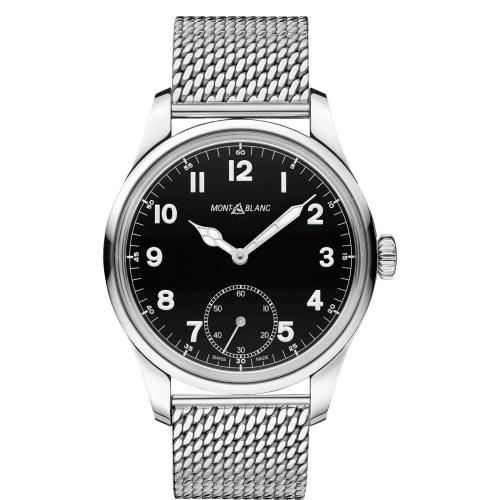 Montblanc 1858 Manual Small Second Stainless Steel / Black / Mesh