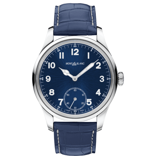 Montblanc 1858 Manual Small Second Stainless Steel / Blue