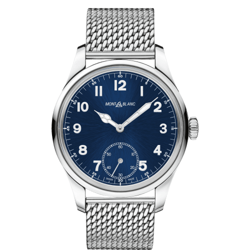 Montblanc 1858 Manual Small Second Stainless Steel / Blue / Mesh