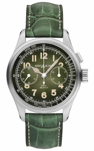 Montblanc 1858 Monopusher Chronograph 40 Stainless Steel / Green / Alligator