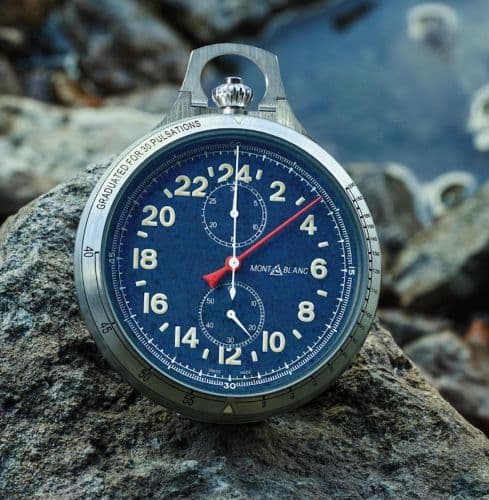 Montblanc 1858 Monopusher Chronograph Pocket Watch Titanium / Dumortierite