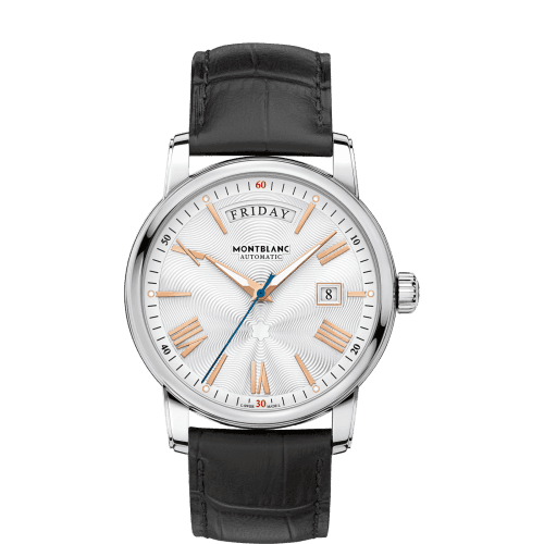 Montblanc 4810 Day-Date Stainless Steel / Silver / Alligator
