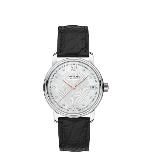Montblanc Tradition Date Automatic 32mmStainless Steel / MOP / Alligator