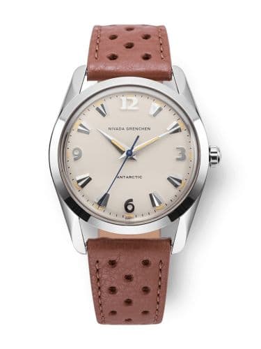 Nivada Grenchen Antarctic 35 Eggshell - Beige Luminova / Stainless Steel / Brown Racing