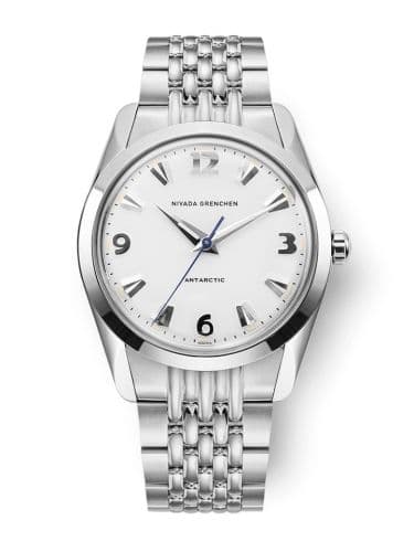 Nivada Grenchen Antarctic 35 White - White Luminova / Stainless Steel / Beads of Rice