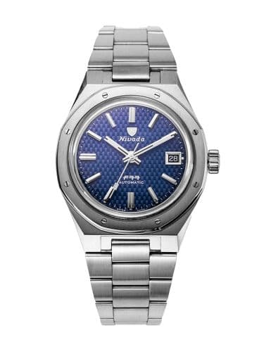 Nivada Grenchen F77 Date Stainless Steel / Blue / Bracelet
