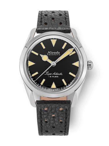 Nivada Grenchen Super Antarctic 35 Black - Beige Luminova / Stainless Steel / Black Racing