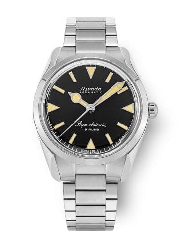 Nivada Grenchen Super Antarctic 35 Black - Beige Luminova / Stainless Steel / Flat Link