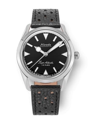 Nivada Grenchen Super Antarctic 35 Black - White Luminova / Stainless Steel / Black Racing