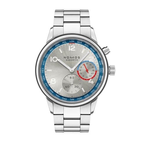 Nomos Glashütte Club Spiort Neomatik Worldtimer Silver