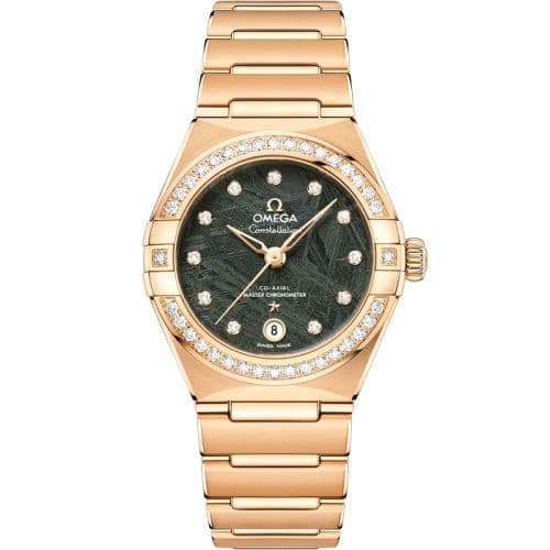 Omega Constellation Manhattan 29 Co-Axial Master Chronometer Yellow Gold - Diamond / Green Meteorite