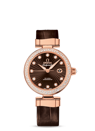Omega LadyMatic Co-Axial 34 Red Gold / Diamond / Brown