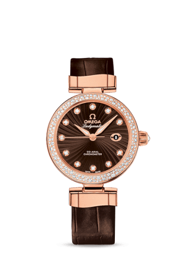 Omega LadyMatic Co-Axial 34 Red Gold / Diamond / Brown