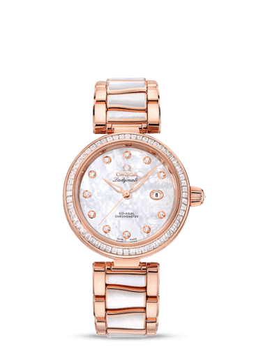 Omega LadyMatic Co-Axial 34 Sedna Gold Baguette / MOP / MOP Bracelet