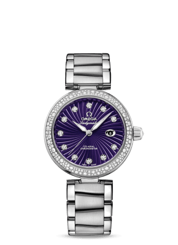 Omega LadyMatic Co-Axial 34 Stainless Steel / Diamond / Purple / Bracelet