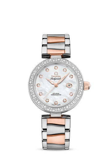 Omega LadyMatic Co-Axial 34 Stainless Steel / Sedna Gold / Diamond / MOP / Bracelet