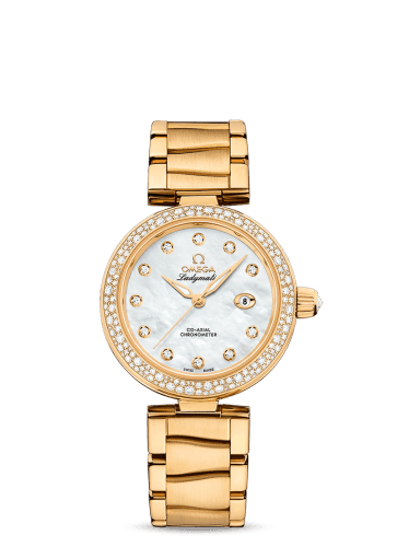 Omega LadyMatic Co-Axial 34 Yellow Gold / Diamond / MOP / Bracelet