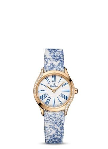 Omega Mini Trésor Quartz 26 Moonshine Gold - Diamond / White - Blue / Toile de Jouy
