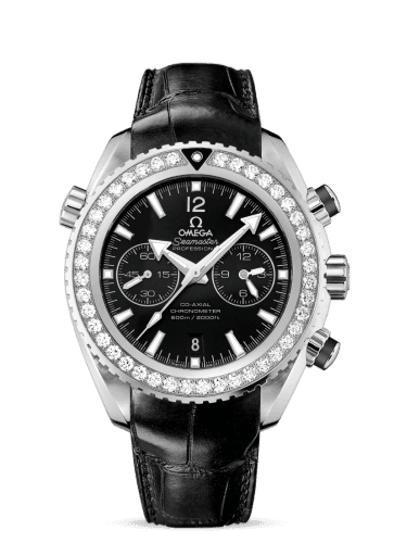 Omega Seamaster Planet Ocean 600M Co-Axial 45.5 Chronograph Stainless Steel / Diamond / Black / Alligator