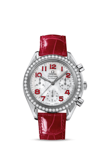 Omega Speedmaster Reduced Ladies Stainless Steel / Diamond / MOP / Red