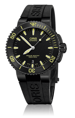 Oris Aquis Date 43 DLC / Black / Rubber