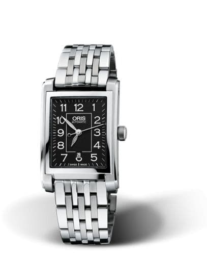 Oris Rectangular Date 24.5 Stainless Steel / Black - Arabic / Bracelet