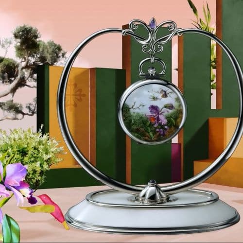 Patek Philippe Pocket Watch Lepine White Gold / Orchids & Hummingbirds