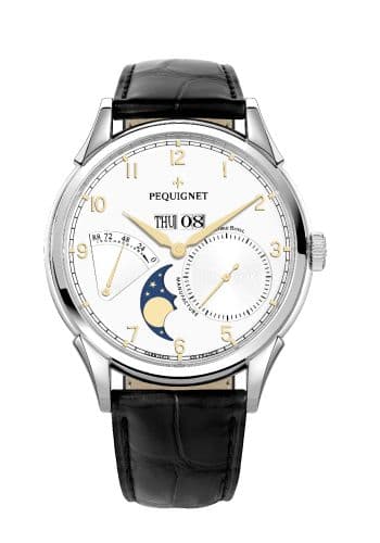 Pequignet Royale Grand Sport Moonphase Gilt Numerals / Black Strap