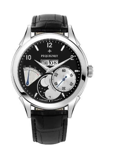 Pequignet Rue Royale Moonphase Stainless Steel / Black Panda / Black Alligator