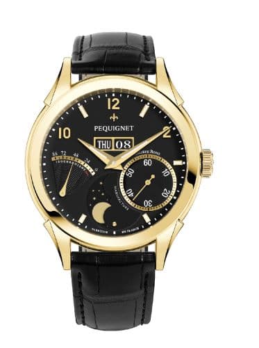 Pequignet Rue Royale Moonphase Yellow Gold / Black / Black Alligator