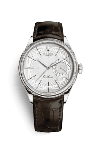 Rolex Cellini Date White Gold / Silver / Alligator Brown
